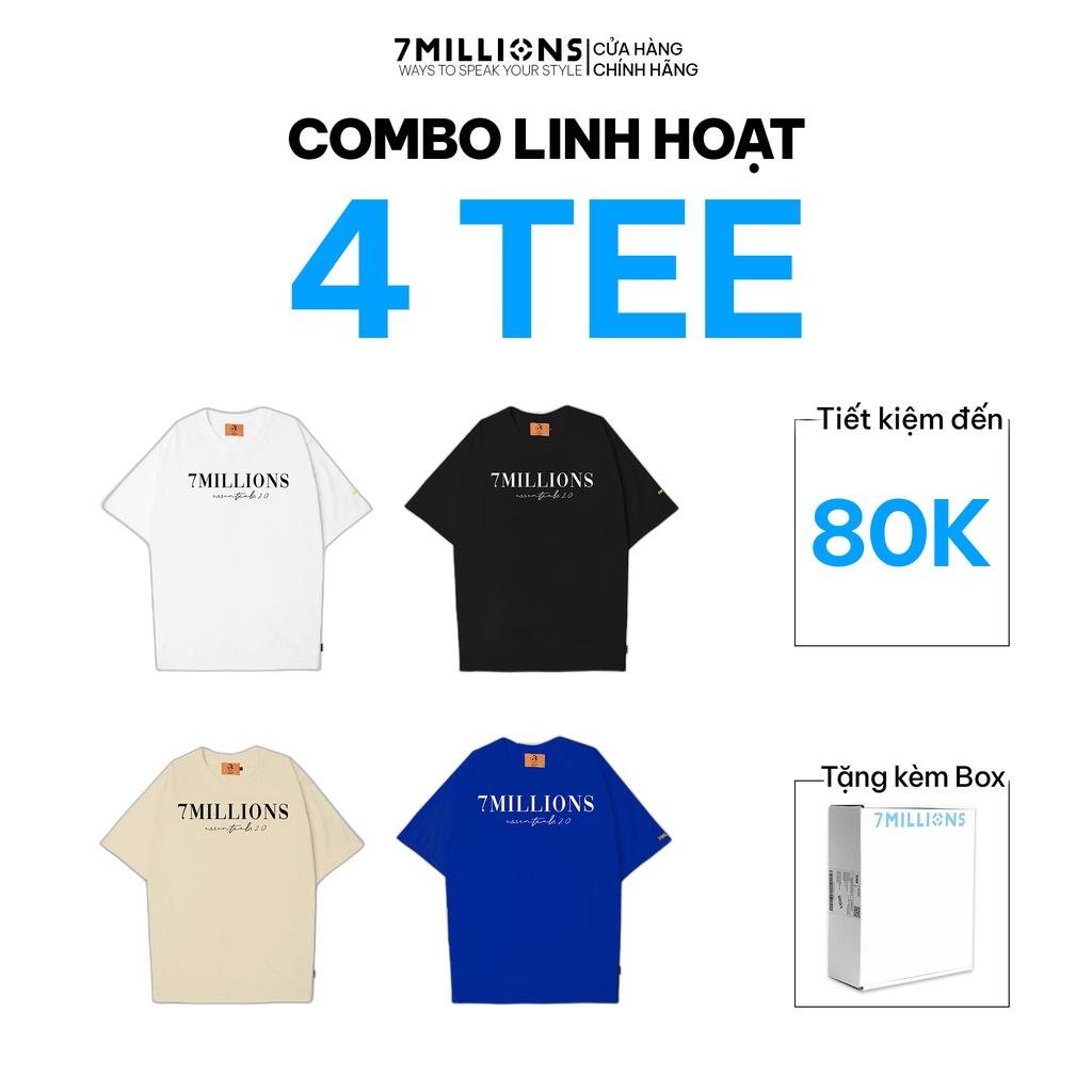 COMBO 4 TEE BASIC 2.0 - Màu Đen / Xanh / Tan / Trắng - Unisex - Form Oversize