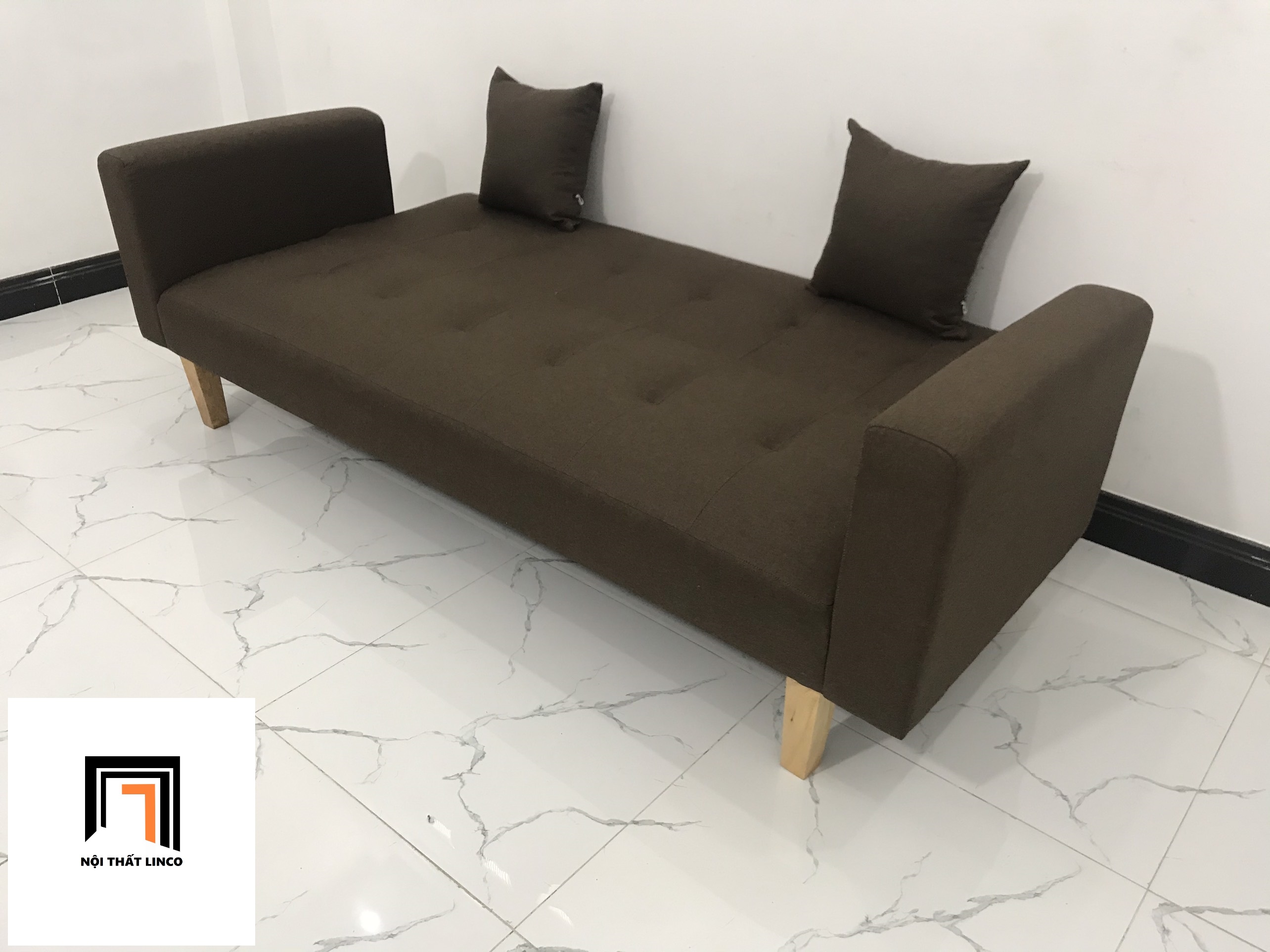 Ghế sofa băng giường nằm TV màu nâu đậm nhiều kích cỡ