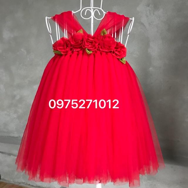  Đầm tutu cho bé ️️ Đầm tutu đỏ hoa chiffon co bé