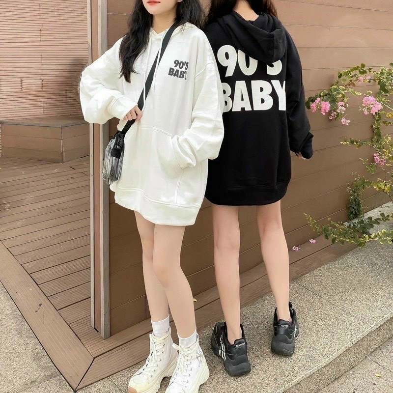 Áo Hoodie Chữ 90'S BABY - FREESHIP - Kiểu Khoác Nỉ Có Nón Mũ 2 Lớp Nam Nữ Cặp Đôi - Chống Nắng - Thu Đông