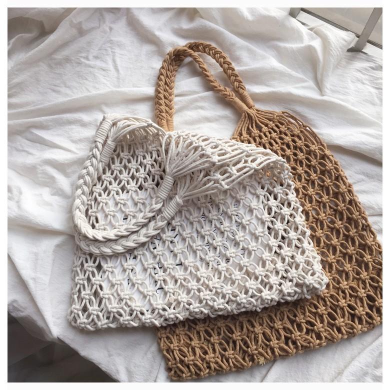 Túi lưới đi biển macrame cho nàng sành điệu