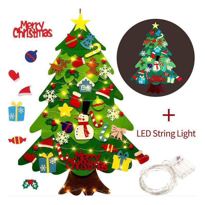 Cây thông NOEL vải dạ 2021 TẶNG KÈM ĐÈN NHÁY VÀ 32 PHỤ KIỆN cây thông noel dán tường
