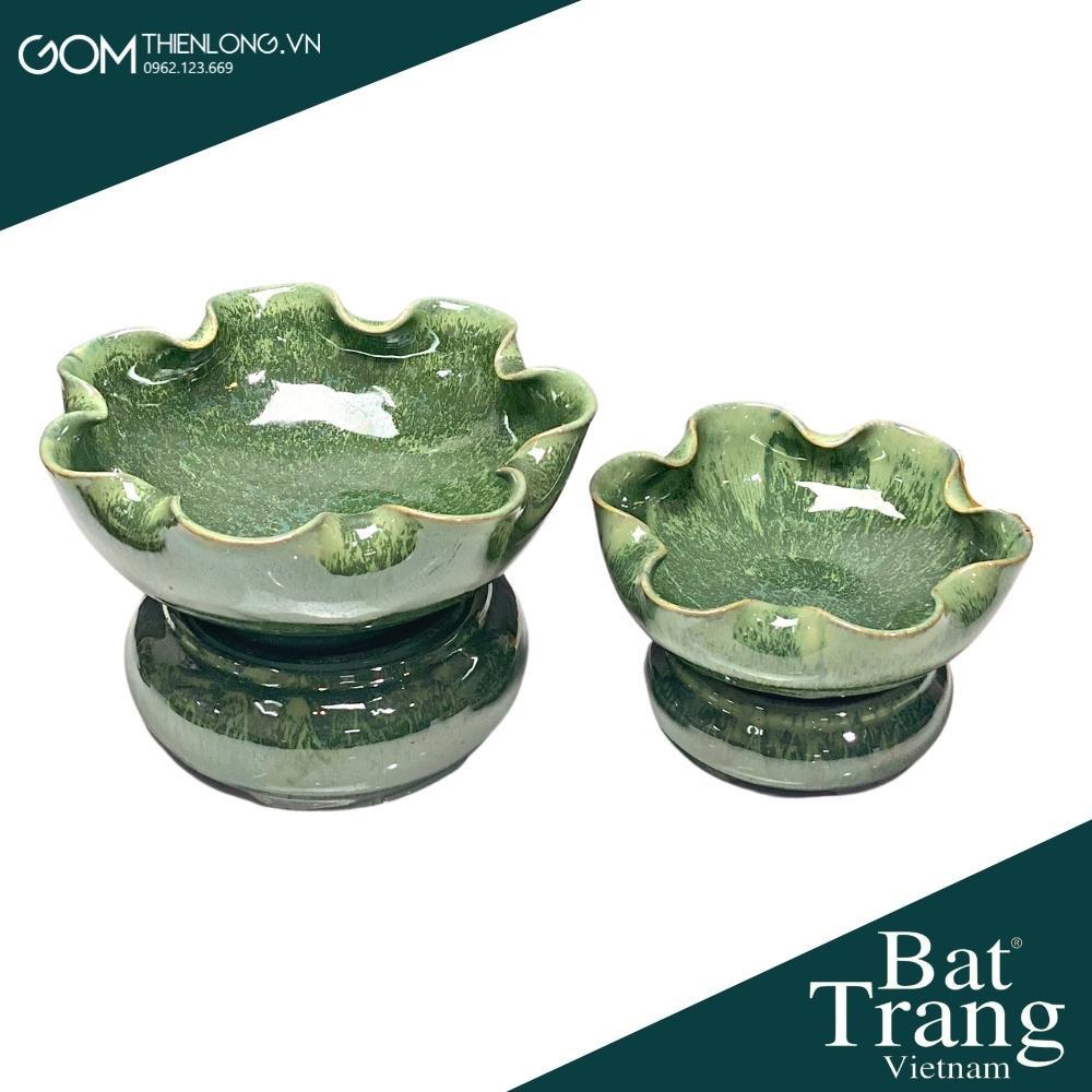 Combo Bát Nước Minh Đường Tụ Thủy Màu Thiên Thanh - Đồ Thờ Cúng Bát Tràng Cao Cấp - Gốm Thiên Long