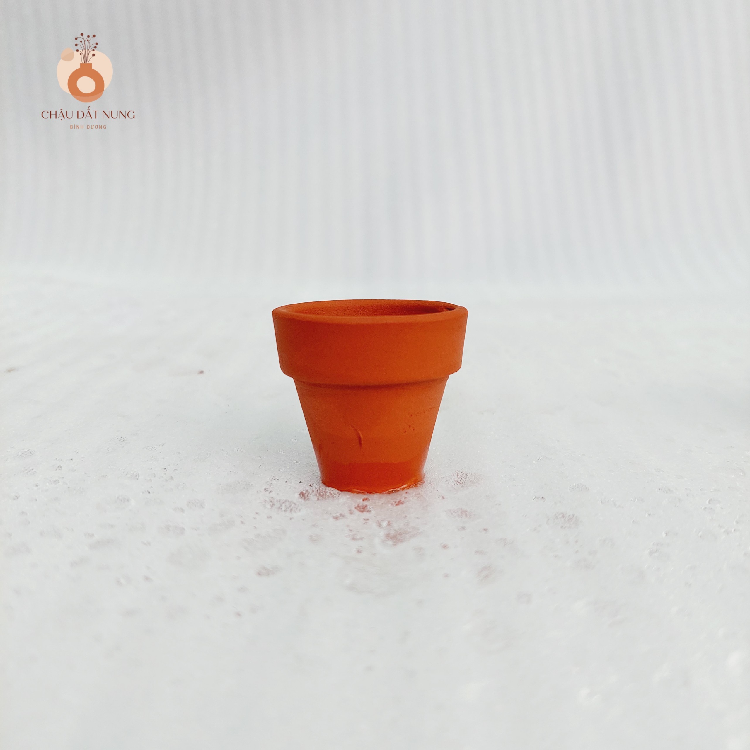 Chậu đất nung Bình Dương - Ly gờ, miệng chậu 3.5cm, chiều cao 3.5cm