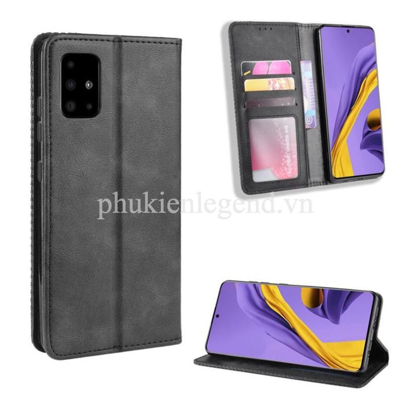 Bao da dành cho SamSung Galaxy A51 Flip Wallet Leather dạng ví đa năng siêu bền siêu êm