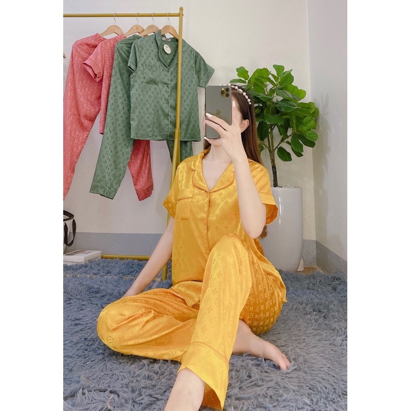 Bộ pijama lụa gấm dài tay cao cấp sang trọng