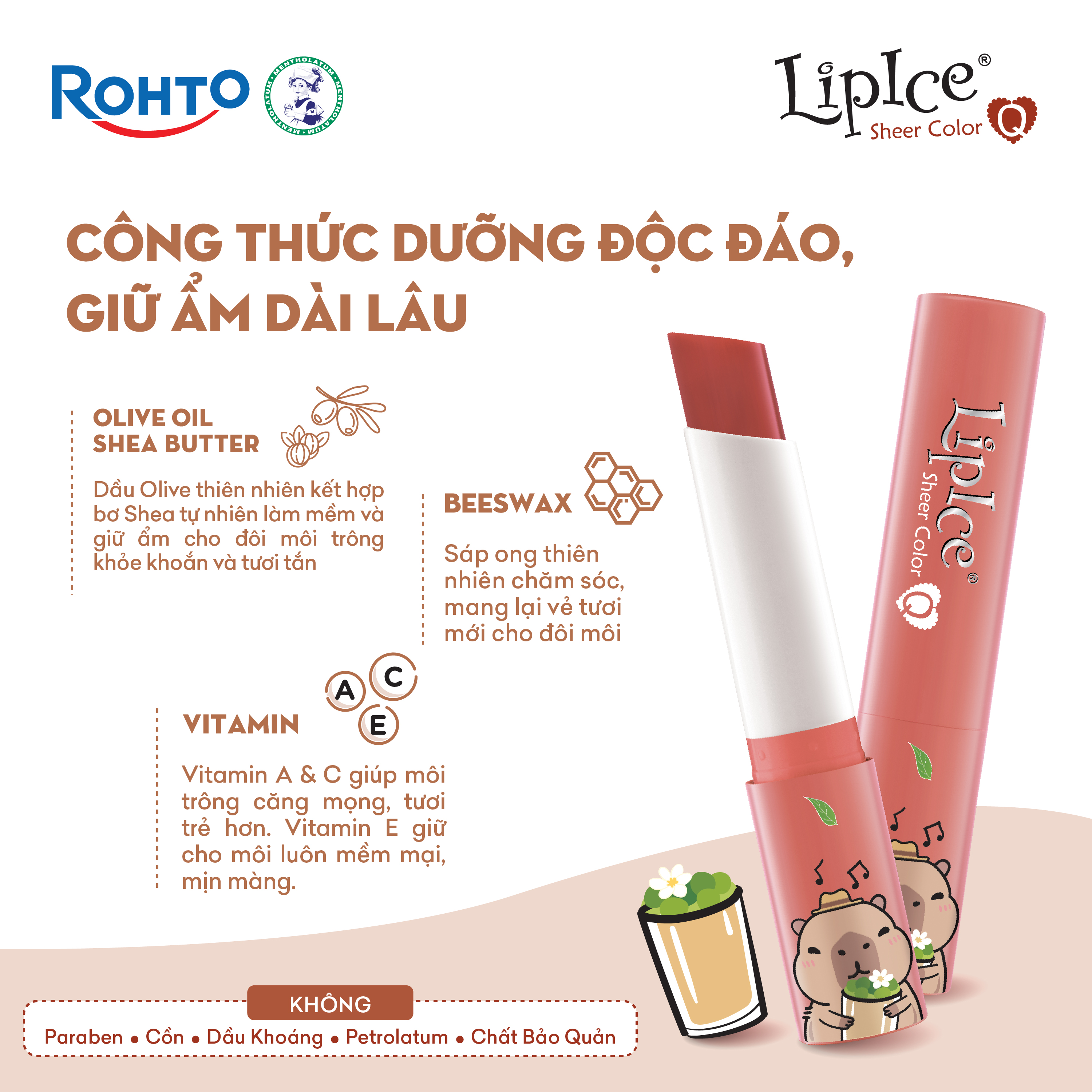 Son dưỡng có màu hiệu chỉnh sắc môi tự nhiên LipIce Sheer Color Q 2.4g Ô Long Nhài - Hồng Trà