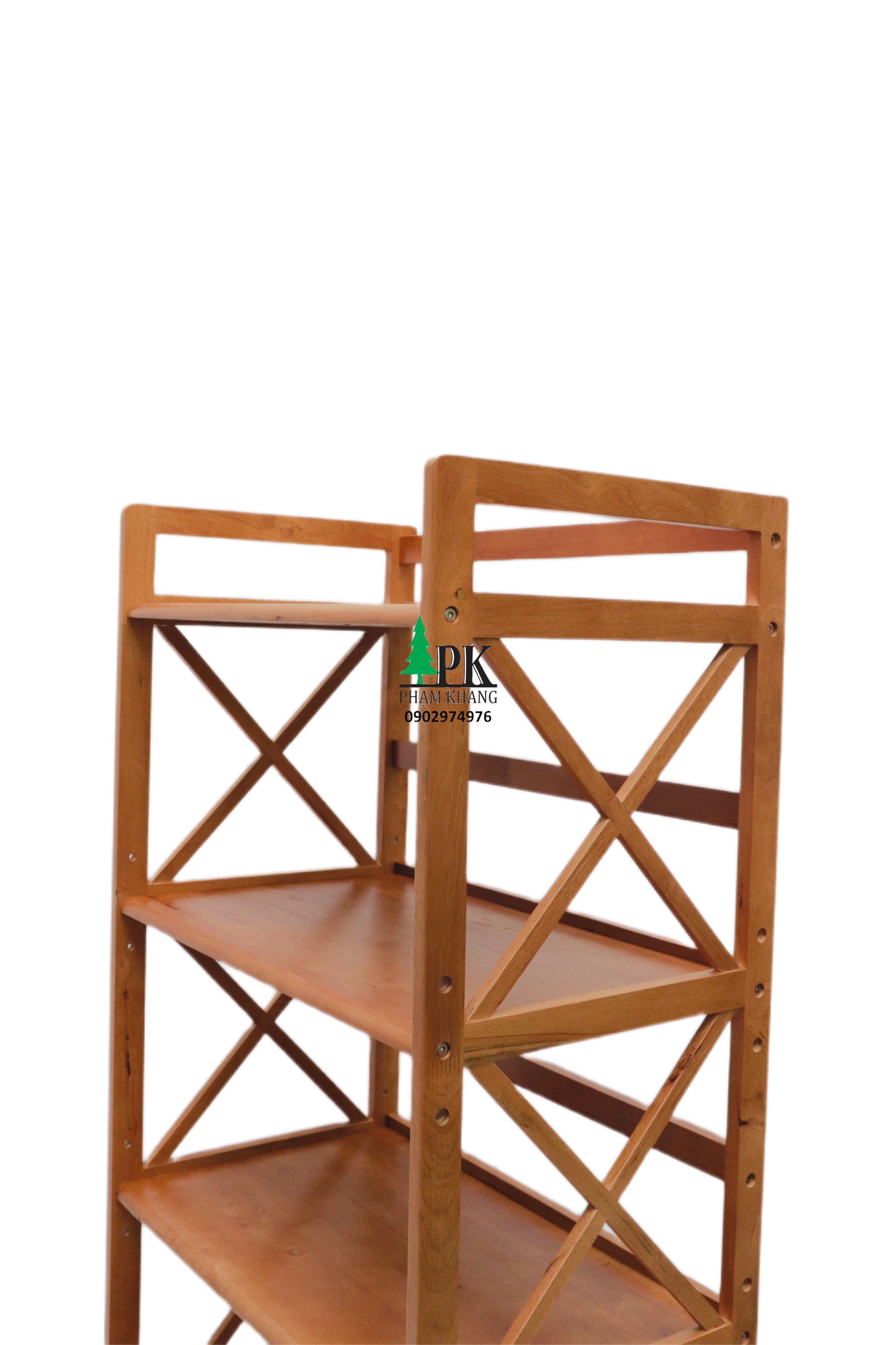Kệ gỗ lò vi sóng 3 tầng/ 4 tầng/ 5 tầng Phạm Khang - Gỗ cao su màu Gỗ Tự Nhiên/ Vàng Cherry - Kích thước rộng 62 cm