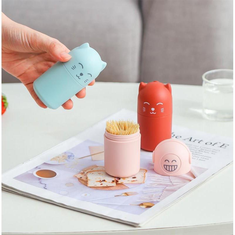 Hộp đựng tăm Lọ đựng tăm hình mèo siêu cute không chứa BPA