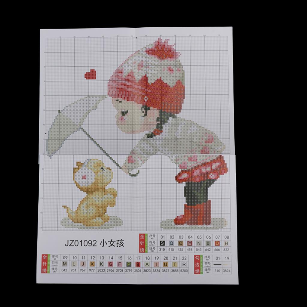 Stamped Cross Stitch Kits DIY Needlework Kits - Little Girl, 11CT, 38x37cm