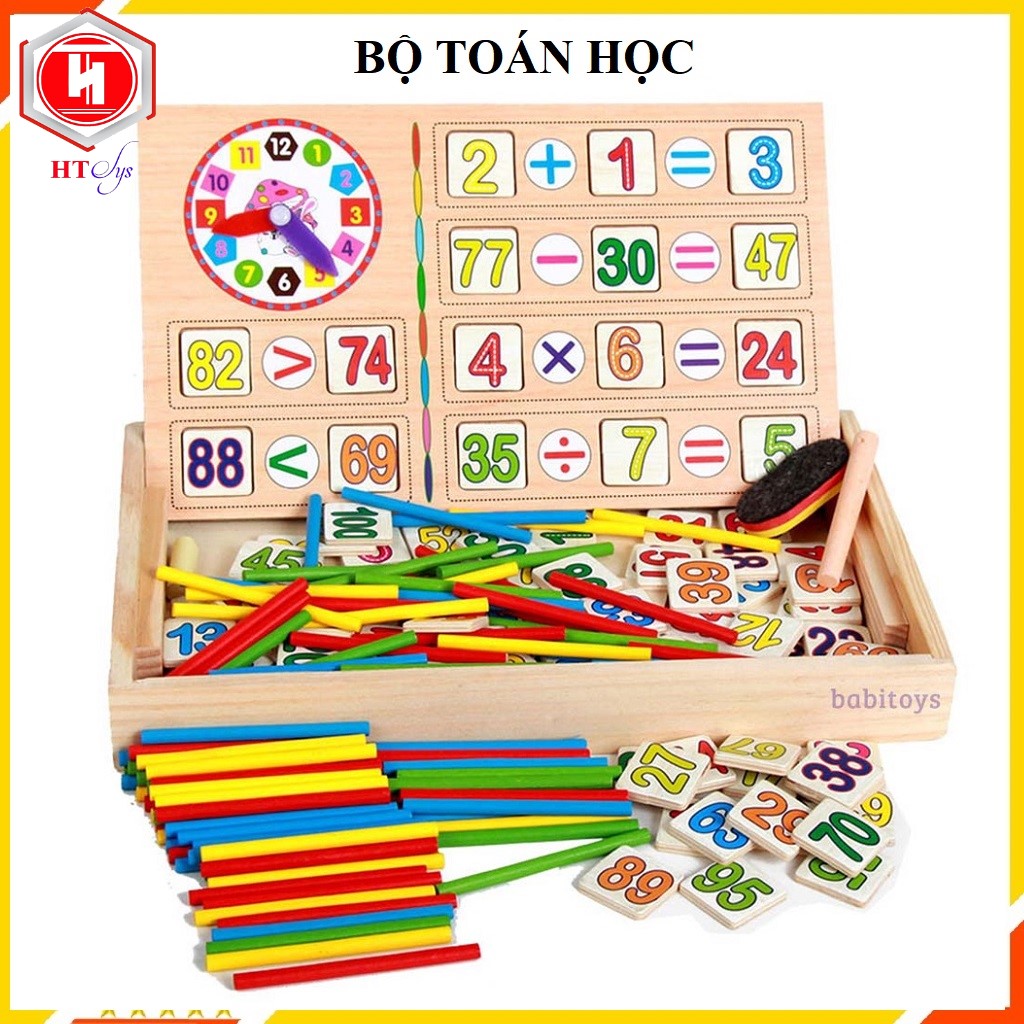 Đồ Chơi Giáo Dục, Hộp Toán Học Gồm Số 100 Que Tính Và Bảng 2 Mặt, Đồ Chơi Trí Tuệ Cho Bé