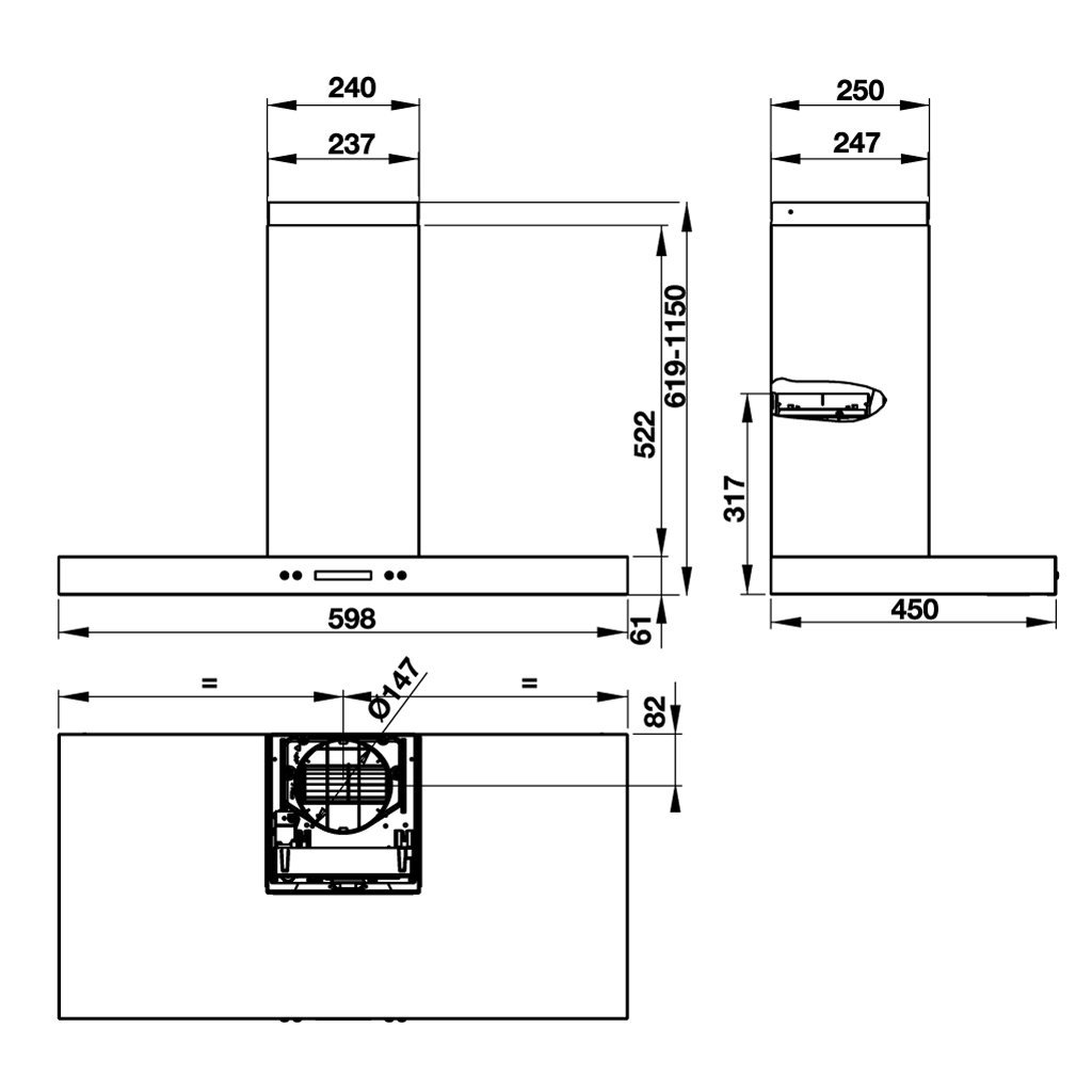 MÁY HÚT MÙI GẮN TƯỜNG HÄFELE HH-WI60B/539.81.173 - HÀNG CHÍNH HÃNG