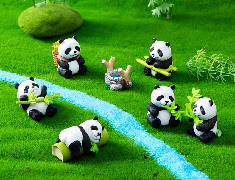 Mô Hình Gấu Trúc Mimi Bộ 8 Trang Trí Decord Ô tô Bánh Kem Tiểu Cảnh_ Hàng chính hãng