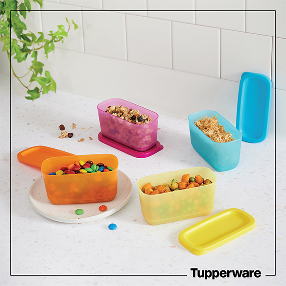 Bộ Hộp Bảo Quản Thực Phẩm Mini Rectangular Set 4 Tupperware, Hộp Trữ Khô, Nhựa Nguyên Sinh Cao Cấp