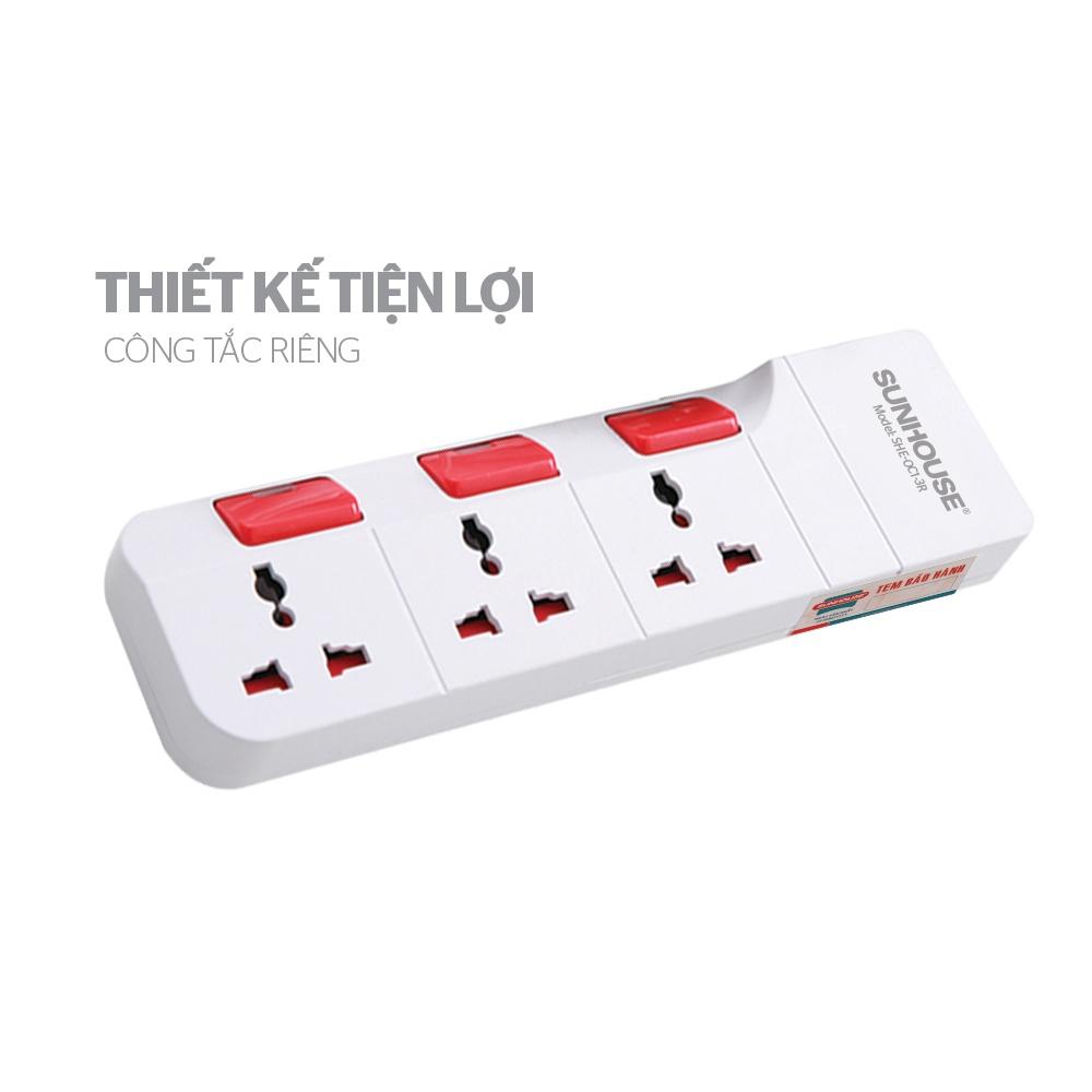 Ổ cắm điện Sunhouse SHE-OC1-3R - Bảo hành 12 tháng