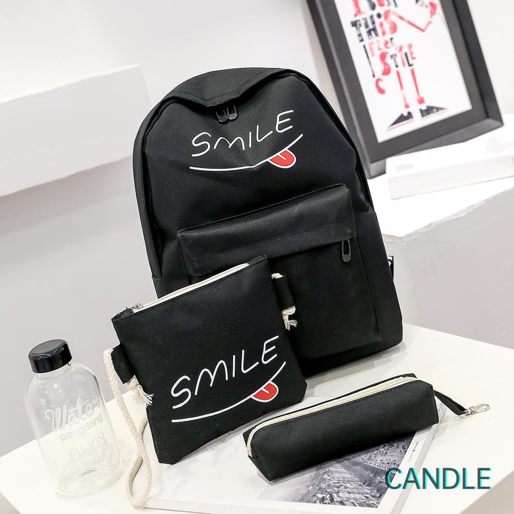 Set 3 Ba Lô Túi Ví Canvas Thời Trang Nữ Tính