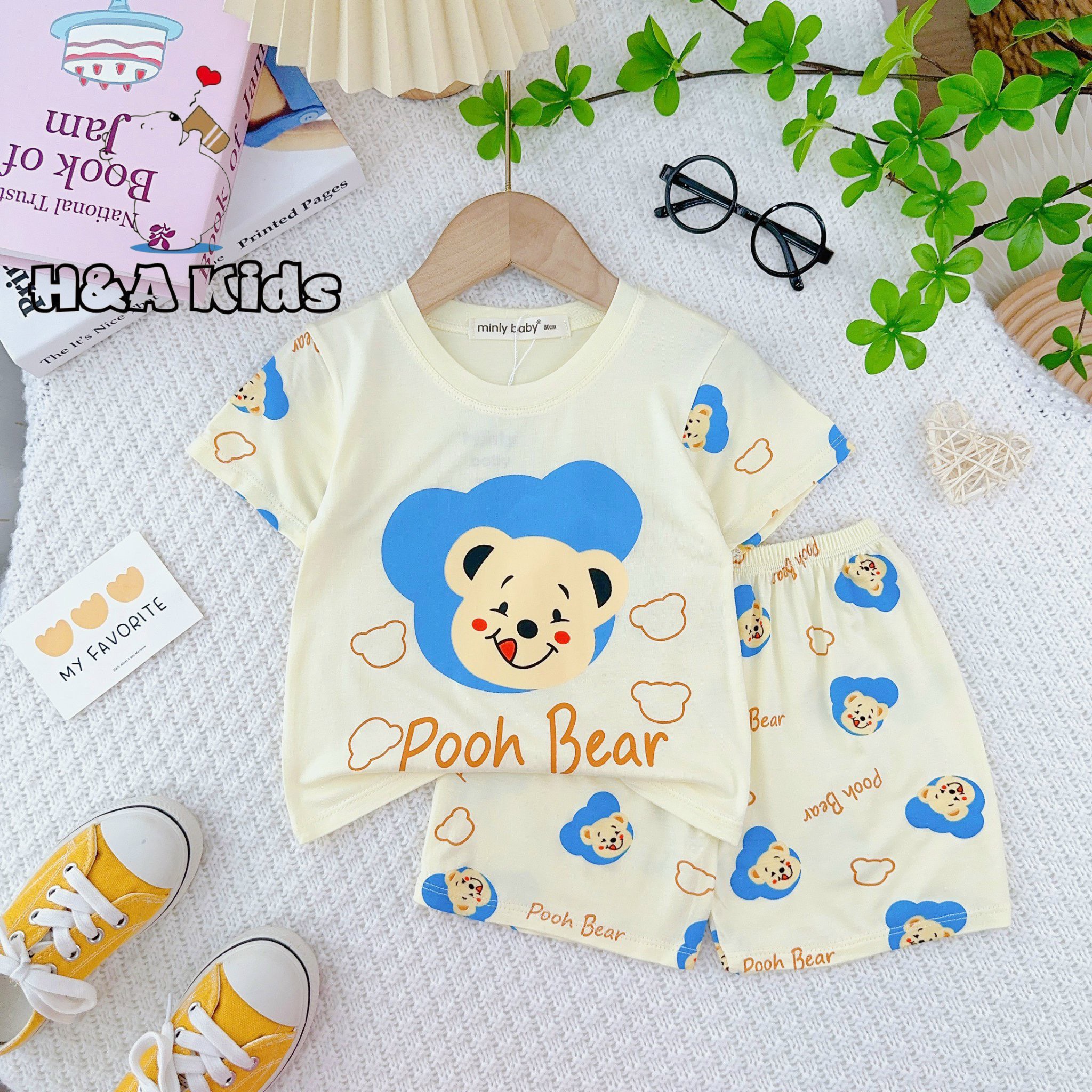 Bộ thun cộc tay phối áo- quần siu xinh cho bé trai và gái