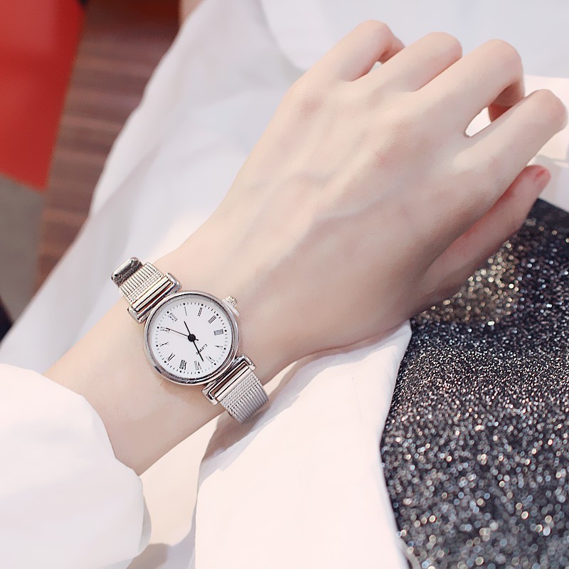 Đồng hô thời trang nữ dây thép mặt tròn số la mã DOHORA VN DSDH109 máy pin chạy 3 kim cao cấp chống nước sinh hoạt nhẹ dành cho học sinh cấp 2 sinh viên công sở đi làm - Hàng nhập khẩu