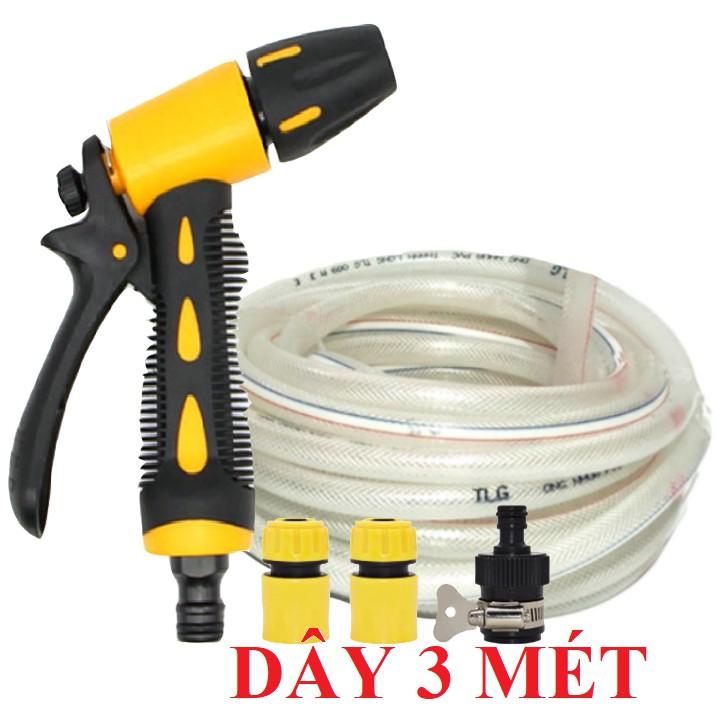 Bộ dây vòi xịt nước rửa xe,tưới cây , tăng áp 3 lần,loại 3m,5m 206319 cút sập,cút nối nhựa đen+ móc khoá