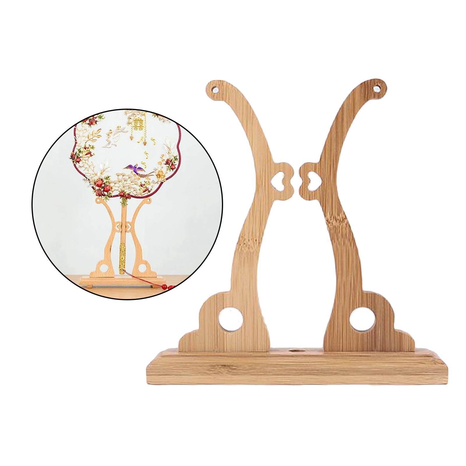 Bamboo Fans Palace Bracket Holder Stand for Chinese Style Round Circular Fan