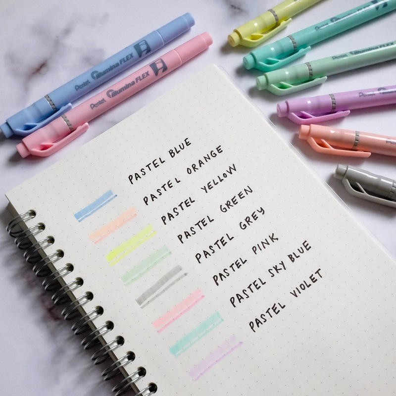 Bút đánh dấu Pentel Illumina Flex Twin Tip  Highlighter - Bold/Five - Pastel Sky Blue