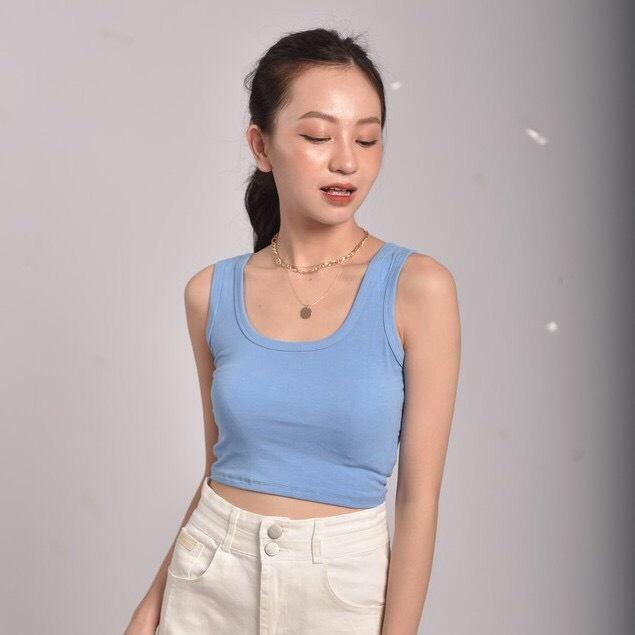 Áo sát nách nữ croptop ️iCotton️ 100% cotton form ôm tập gym chất đẹp