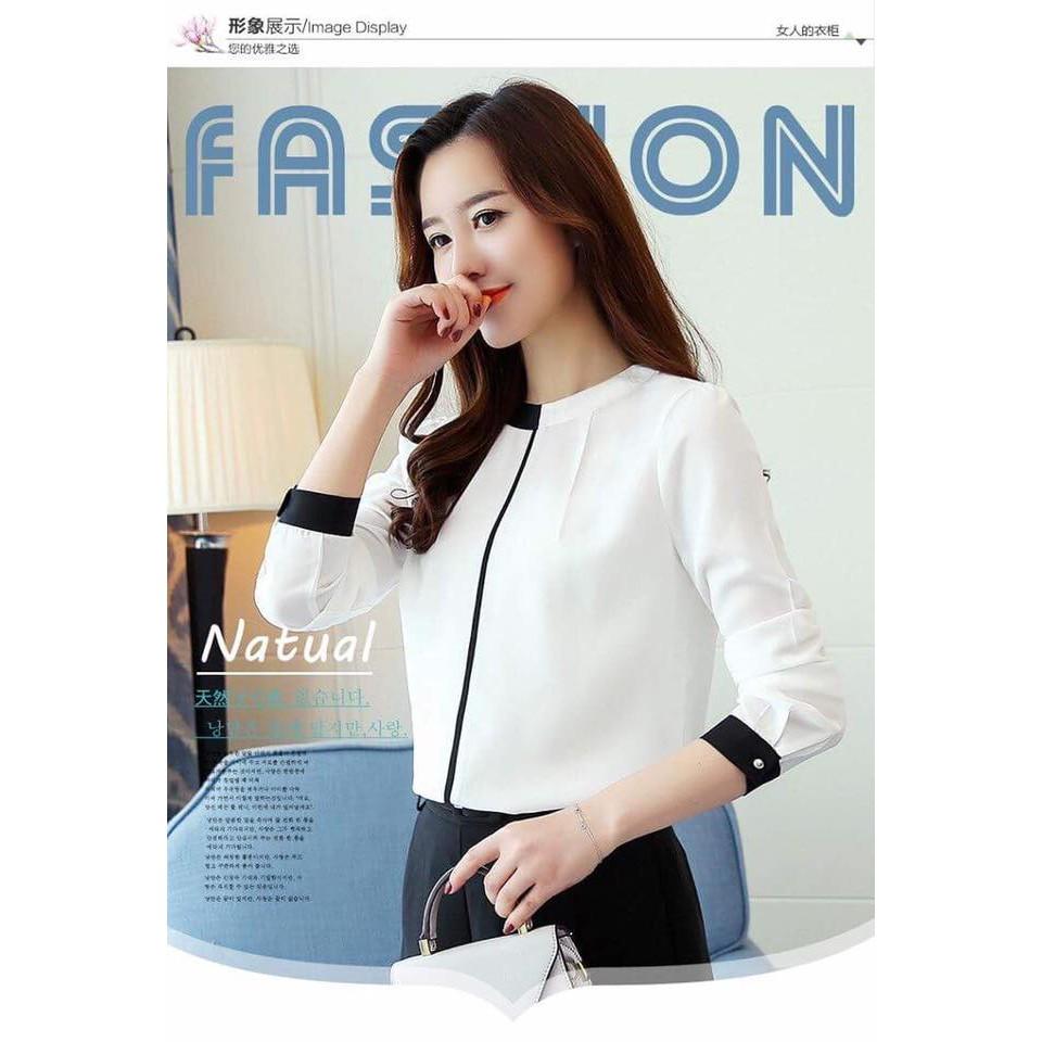 HOT HOT Sơ mi cổ tròn phối cổ và tay SMNL22 cao cấp