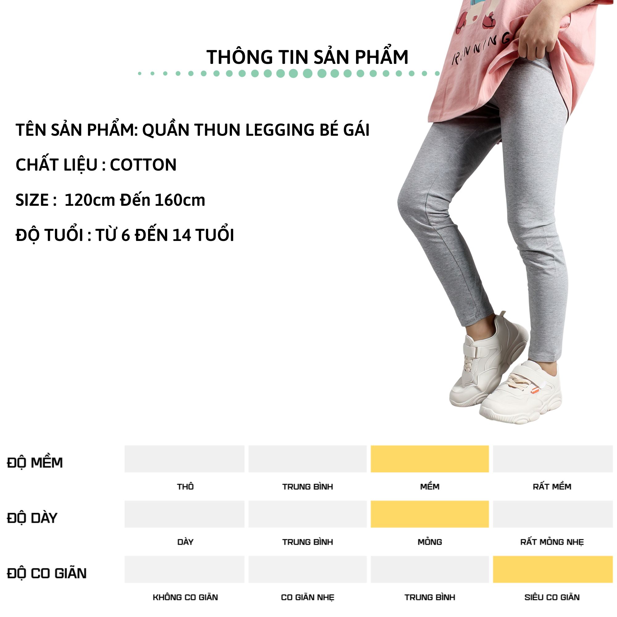 Quần legging bé gái 27Kids Aowkulae Quần thun mỏng nữ size đại cho trẻ từ 4-14 tuổi GLPL5