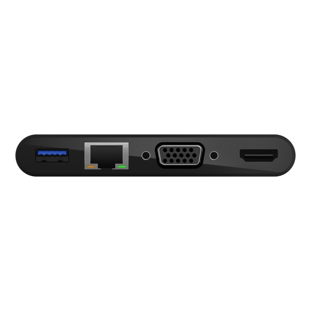 Hub USB Type-C  Belkin chia 5 cổng USB-A 3.0/VGA/HDMI 4K/LAN Ethernet Gigabit/USB-C + Sạc PD 100W - AVC004btBK - Hàng chính hãng