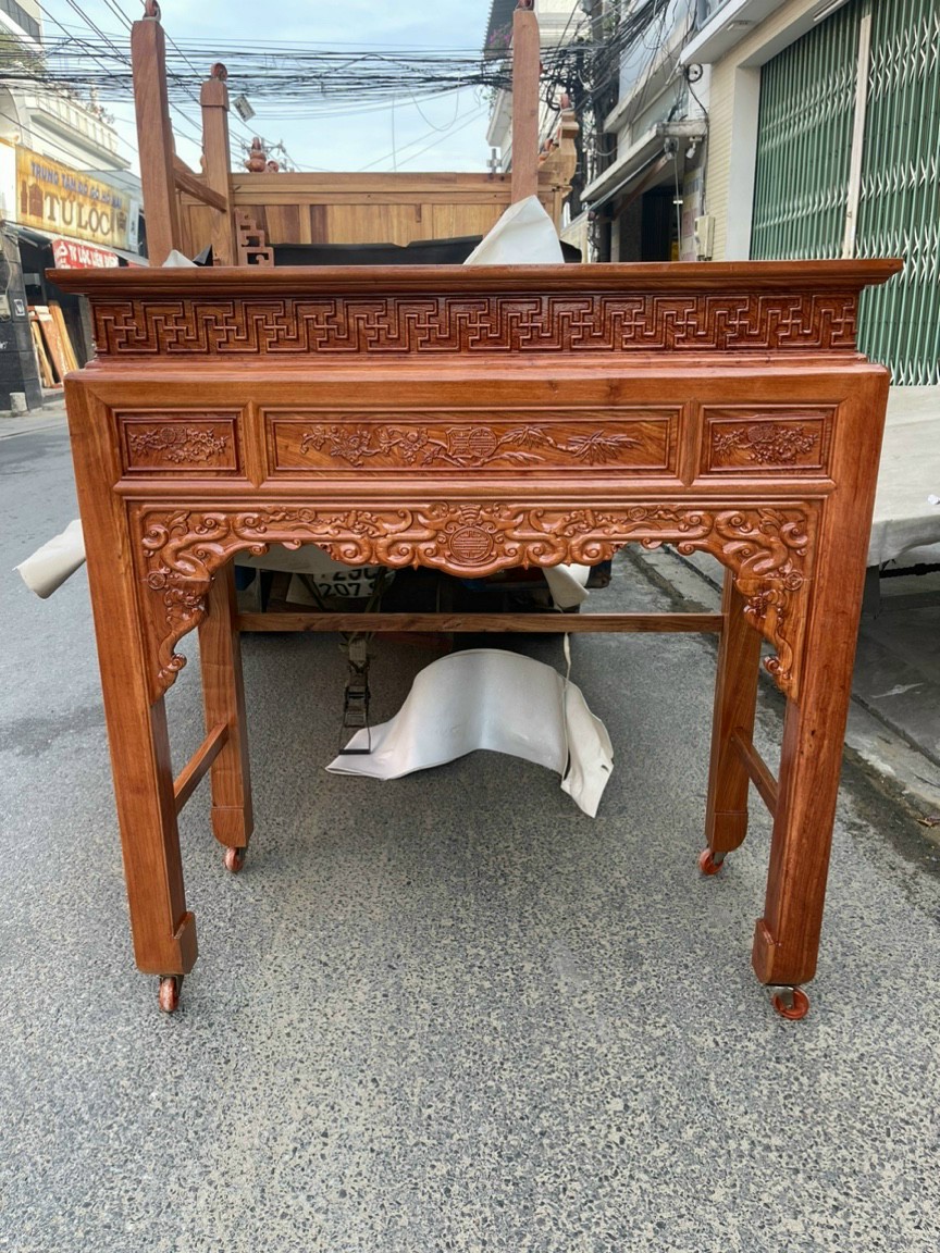 Án gian thờ gia tiên gỗ hương 1 tầng,bàn thờ bàn cúng phật ngang 1m75