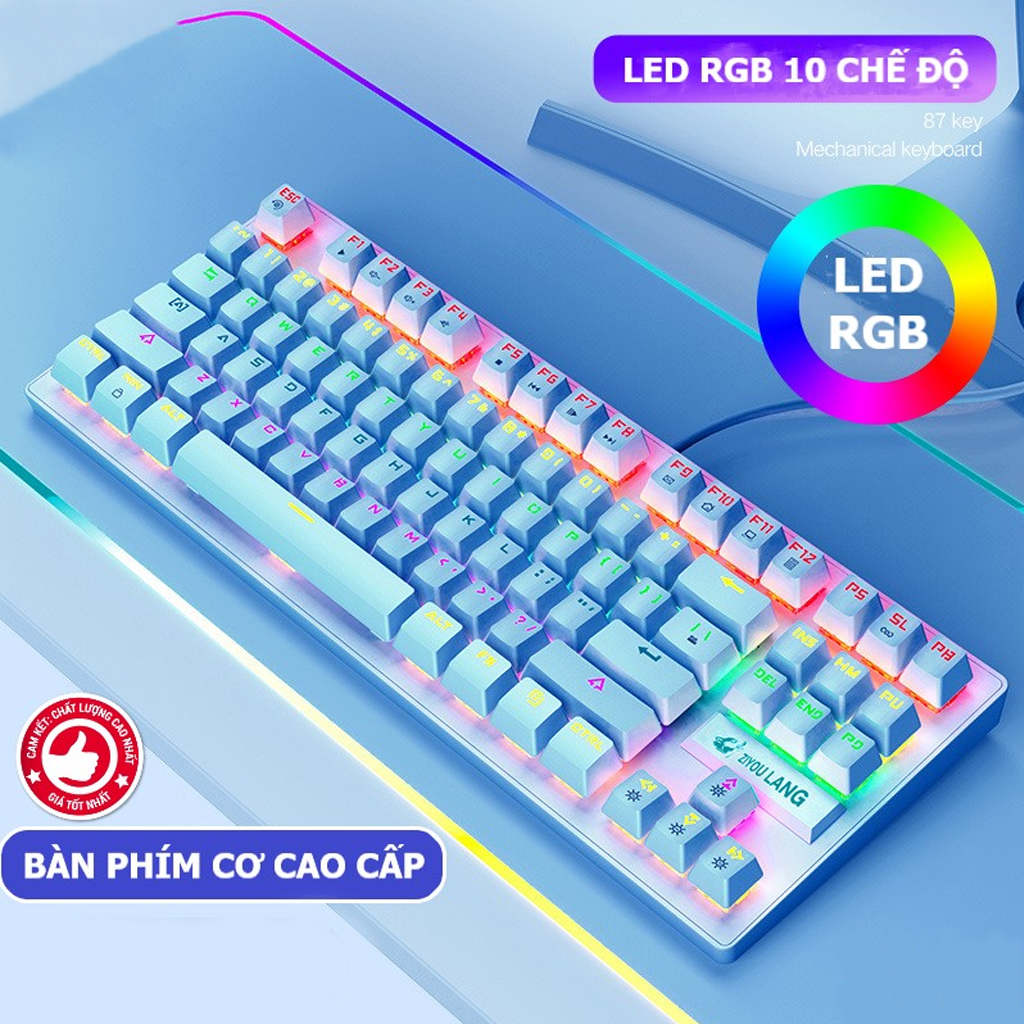 VINETTEAM Bàn Phím Cơ Máy Tính K2 PRO Màu Xanh Blue Switch 10 Chế Độ Led RGB Dùng Chơi Game Văn Phòng Cực Đã - Hàng Chính Hãng