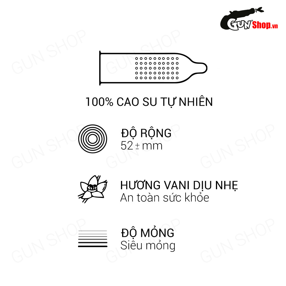 [Hộp 10 cái] Bao cao su OLO 0.01 Ultrathin Zero Feeling - Siêu mỏng, gai, hương vani 