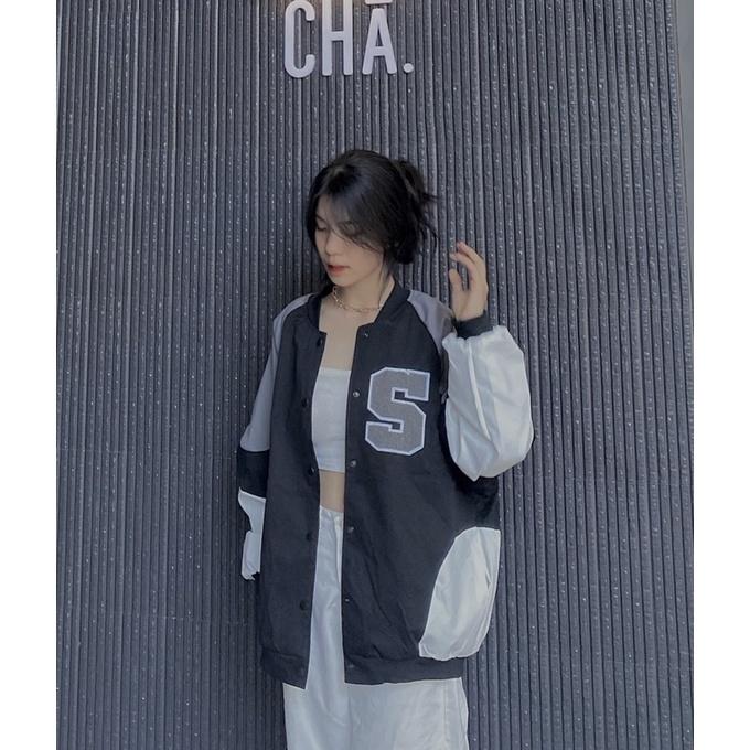 K ÁO KHOÁC BOMBER CHỮ S ÁO KHOÁC DÙ UNISEX CHỮ S