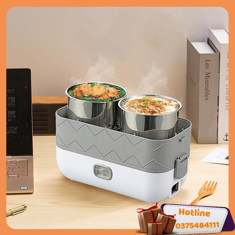 Hộp Cơm Văn Phòng Dhfc02 Hộp Cơm Giữ Nhiệt Cắm Điện Hâm Nóng Thức Ăn Cách Thủy Đa Năng 3 Tầng Với 4 Cốc Đựng Inox 304 Vô Cùng Tiện Lợi - Hàng Loại 1
