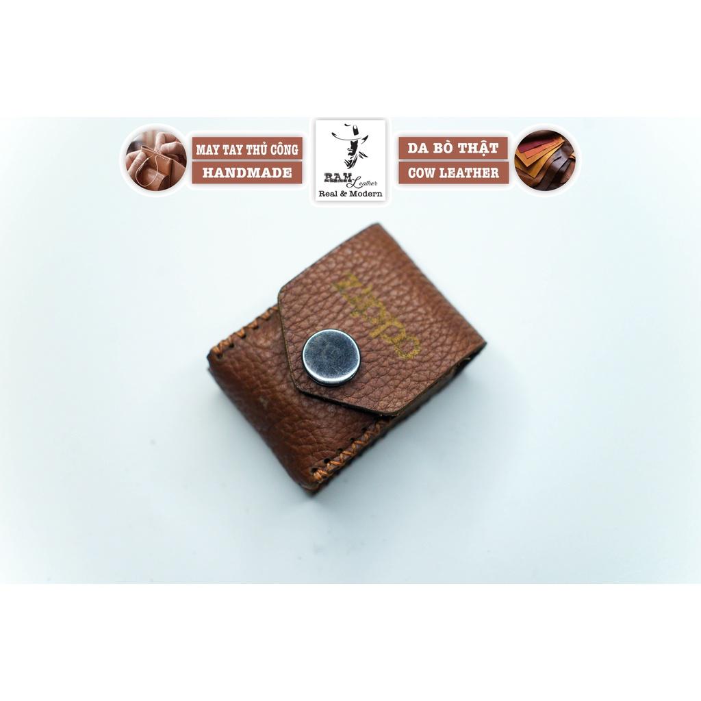 Bao da Zippo da bò thật mill hạt nâu mận mềm mại - chính hãng RAM Leather