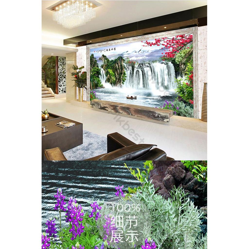 Tranh dán tường Tranh 3d dán tường phong thủy phòng khách phòng ngủ hiện đại 10