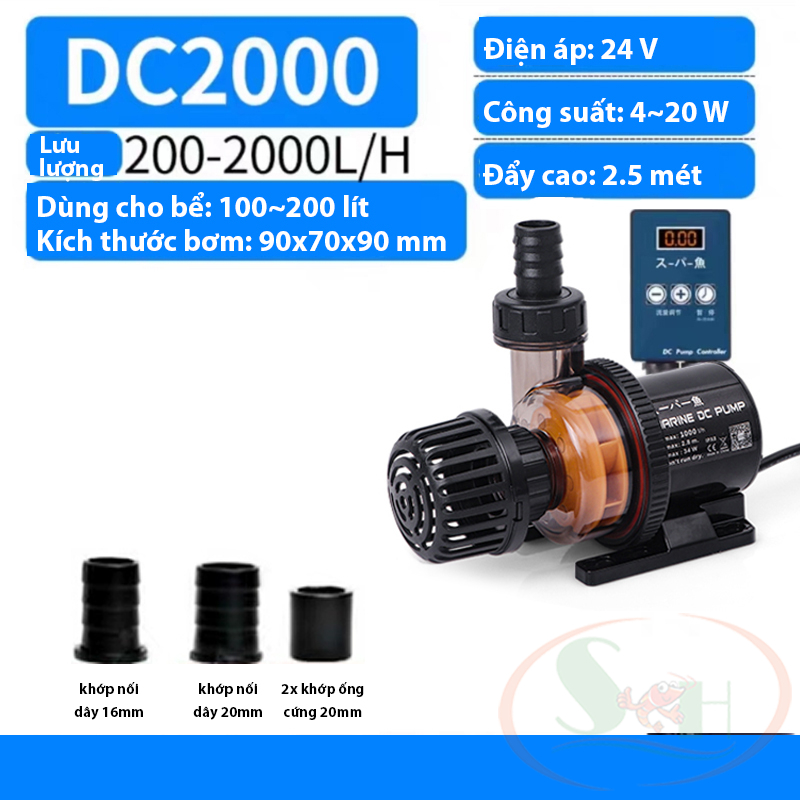 Bơm điện tử Marine DC 650, 1000, 1500, 2000, 2500, 4000, 6000, 9000, 12000, 15000 pump 24V chống giật điều chỉnh cấp độ bơm bể cá tép thủy sinh