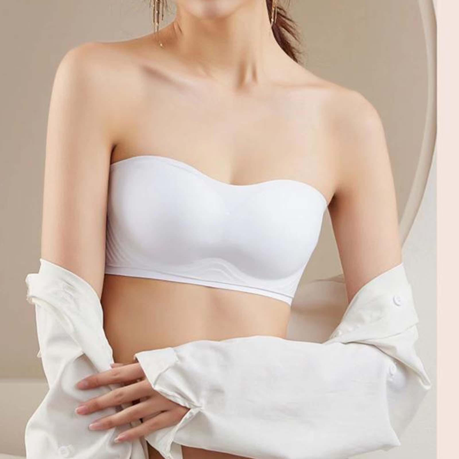 Women Strapless Bra Push up Bra with Transparent Strap Breast Lift Bra Underwear Seamless Invisible Bra Bralette Bra for Party Girl Everyday