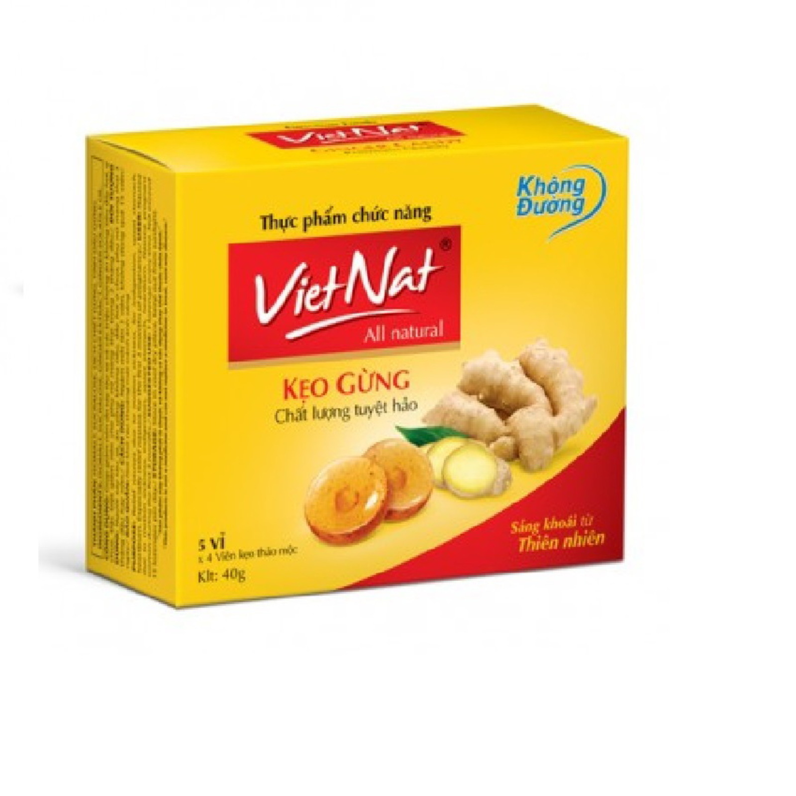 Kẹo ngậm ho thảo mộc Gừng Vietnat không đường -Hỗ trợ tiêu hóa, giảm ho
