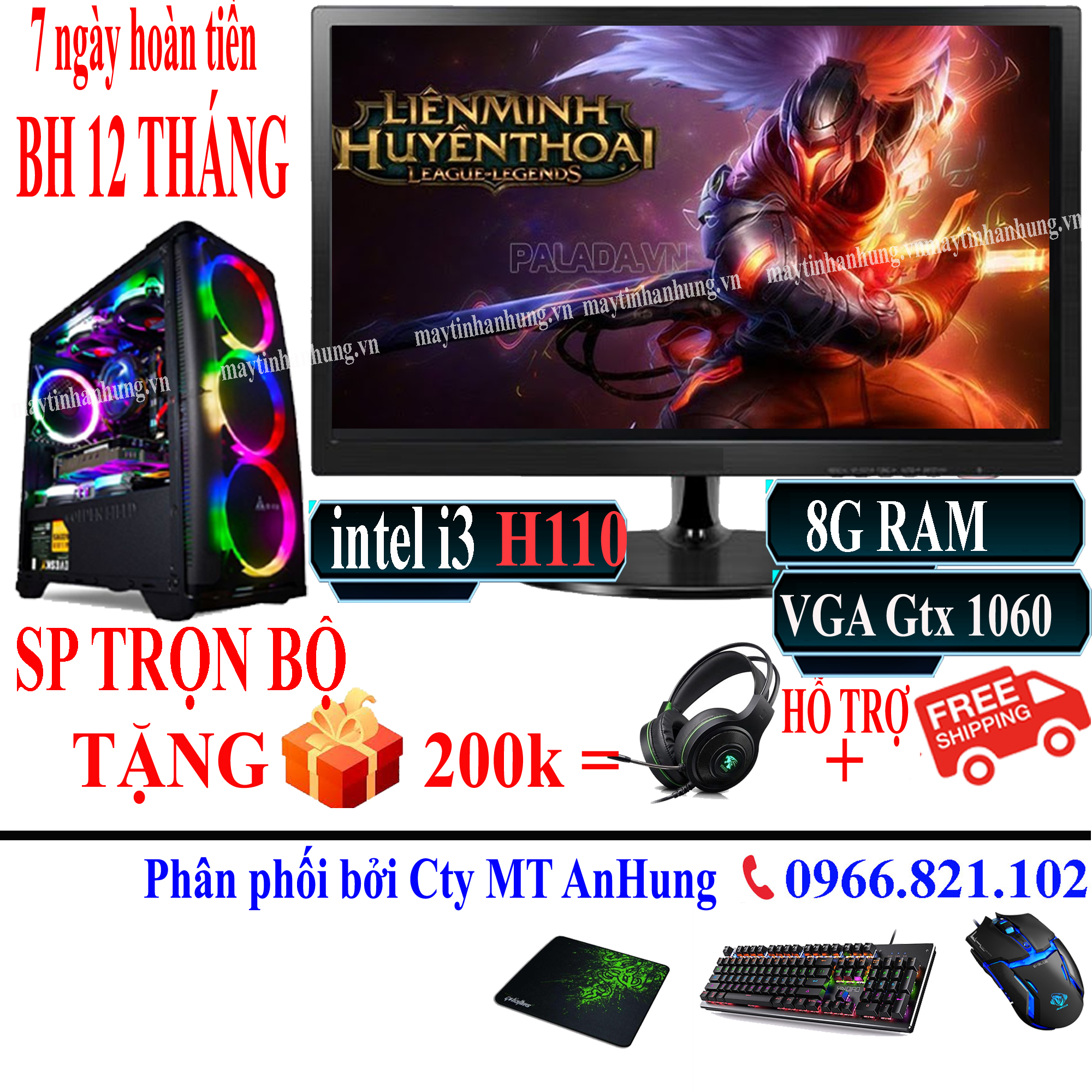 Bộ máy tính để bàn VLimitted cao cấp H110 màn 24 inch tràn viền ips chơi Game, văn phòng sản phẩm trọn bộ - Hàng chính hãng