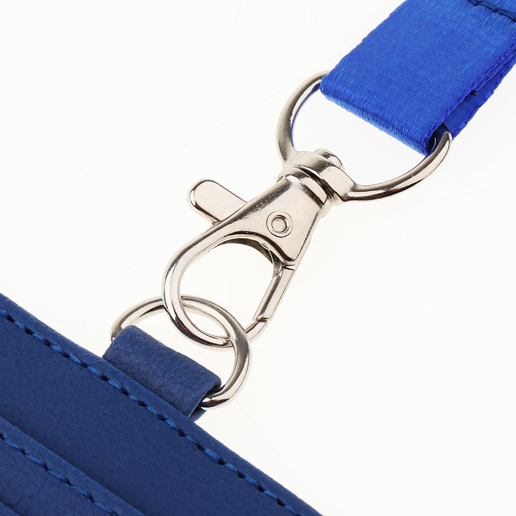 5 máy tính 2 Mặt Da PU Huy Hiệu Đựng Thẻ Khóa Kéo Thẻ Tên Giá Đỡ có Dây Buộc