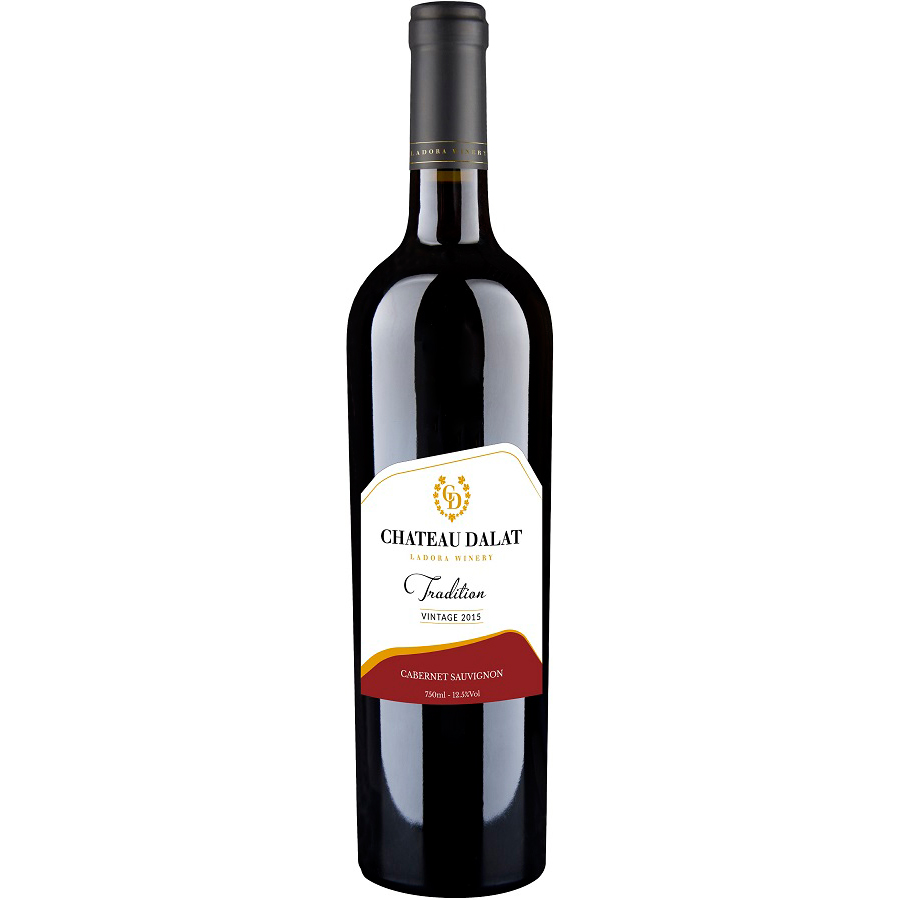 Rượu Vang Đỏ Ladofoods Chateau Dalat Tradition Cabernet Sauvignon 750ml 12,5% - Không Kèm Hộp