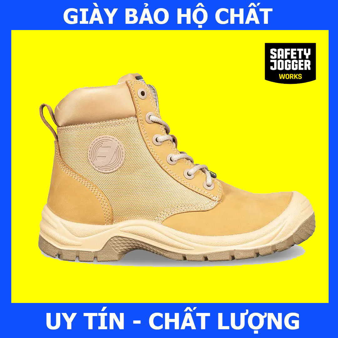 [Hàng Chính Hãng] Giày Bảo Hộ Safety Jogger Rush Camel Da Chất Lượng Cao, Chống Va Đập Mạnh, Chống Đâm Xuyên