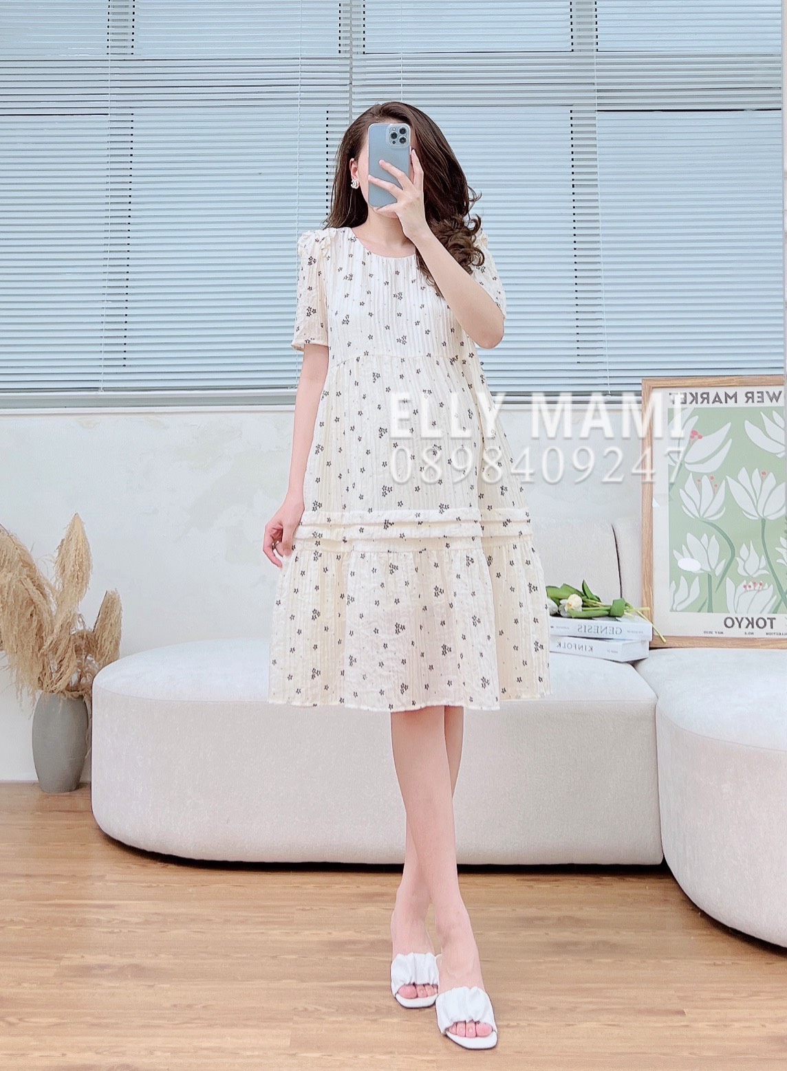 Đầm Bầu , Đầm Suông Baby Doll Hoa Nhí Thiết Kế Cao Cấp ( Kèm Ảnh Thật