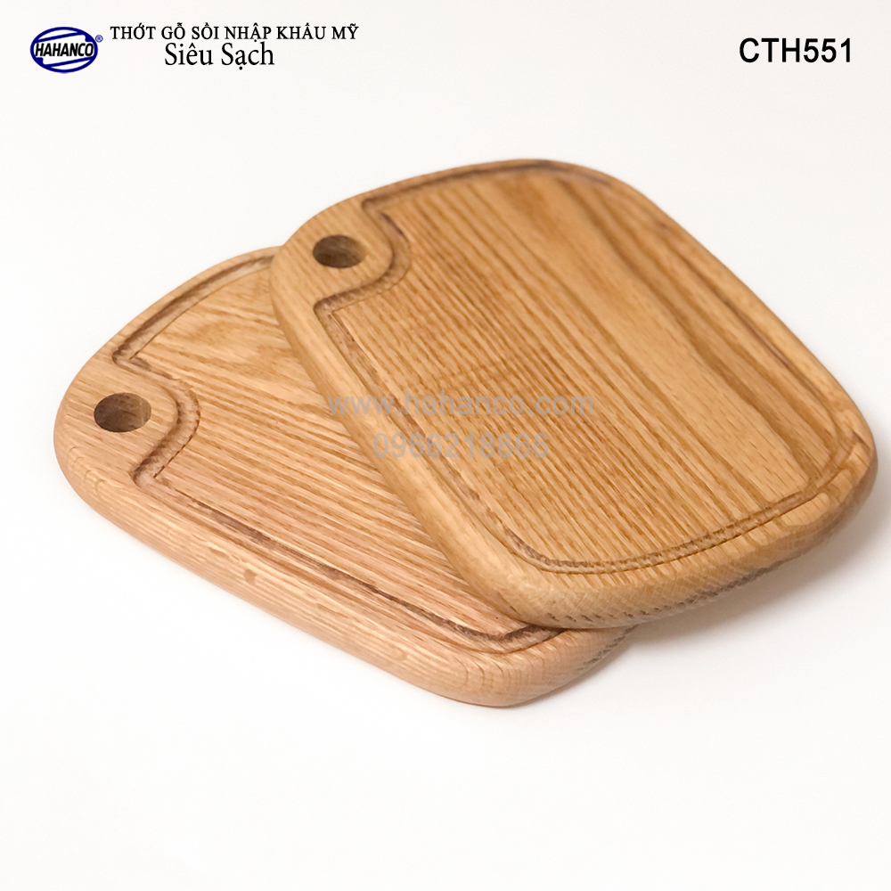 Thớt nhỏ gỗ Sồi Mỹ (OAK) có rãnh bao quanh (CTH551) hàng Xuất Khẩu Châu Âu - khay bánh mì/trái cây/ bít tết/ pizza/ phụ kiện chụp ảnh, bày món ăn trong nhà hàng - Sang trọng trên bàn ăn - HAHANCO