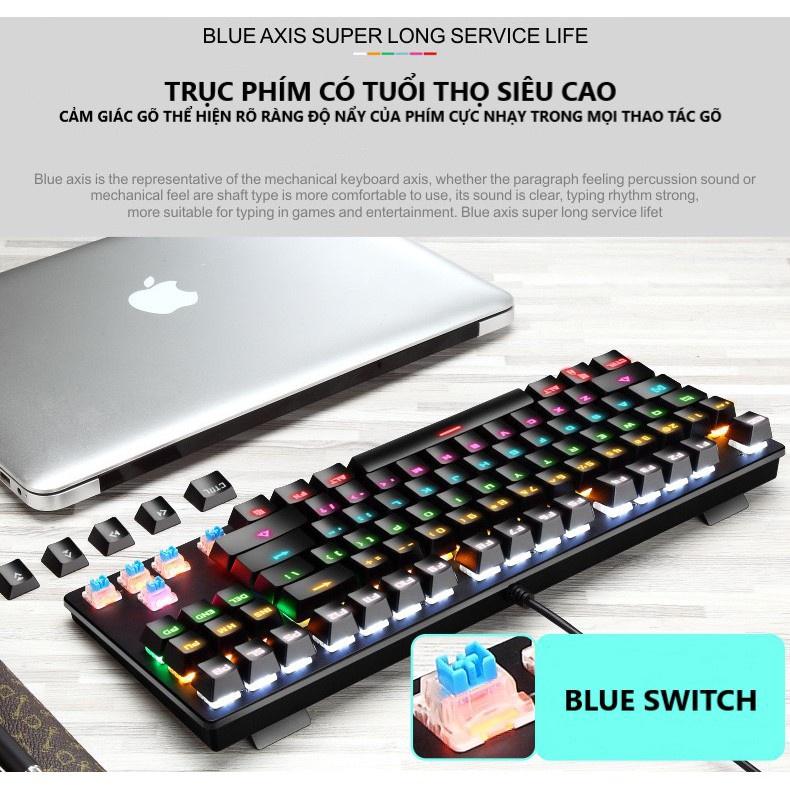 Bàn phím cơ máy tính - Bàn phím cơ gaming Crack K2 PRO, LED RGB 10 chế độ nháy khác nhau dành cho máy tính, laptop