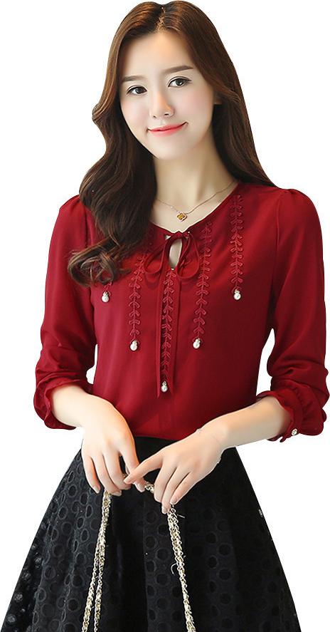 Áo kiểu nữ phối ren dây rơi duyên dáng