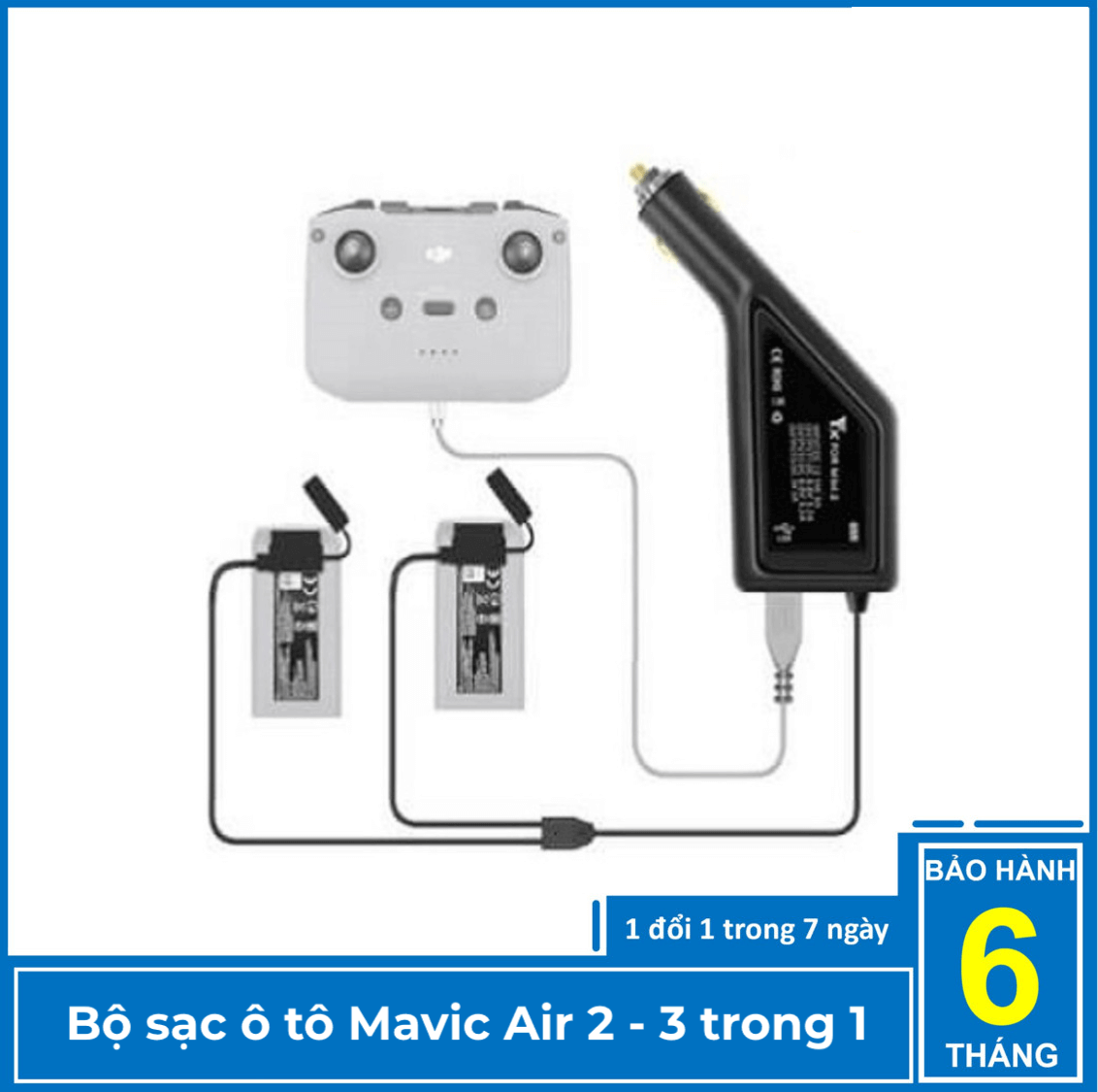 Bộ sạc ô tô Mavic Air 2 sạc pin thông minh 3 trong 1 - Hàng chính hãng YXtech