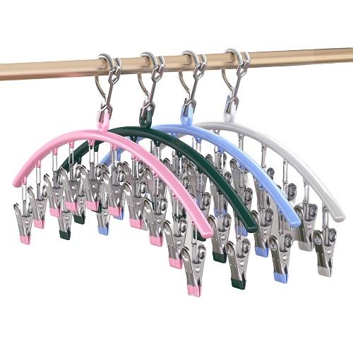 Móc Treo Đồ Lót, Tất, Quần Áo Trẻ Nhỏ Có Khóa Chống Gió,10 Móc Kẹp Bằng Inox