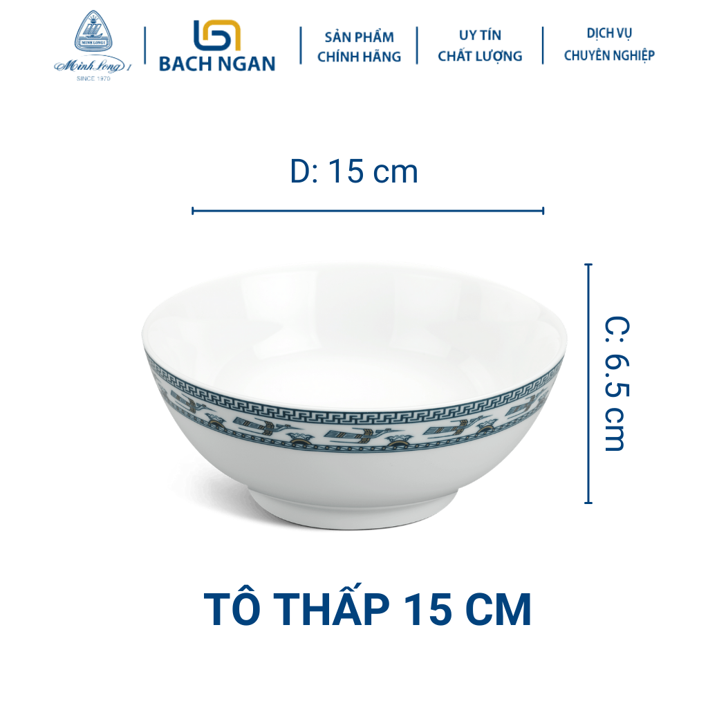 Tô thấp Minh Long 15 cm Jasmine Chim Lạc Bằng sứ, Hàng Đẹp, Cao Cấp, Dùng Trong Gia Đình, Đãi Khách, Tặng Quà Tân Gia